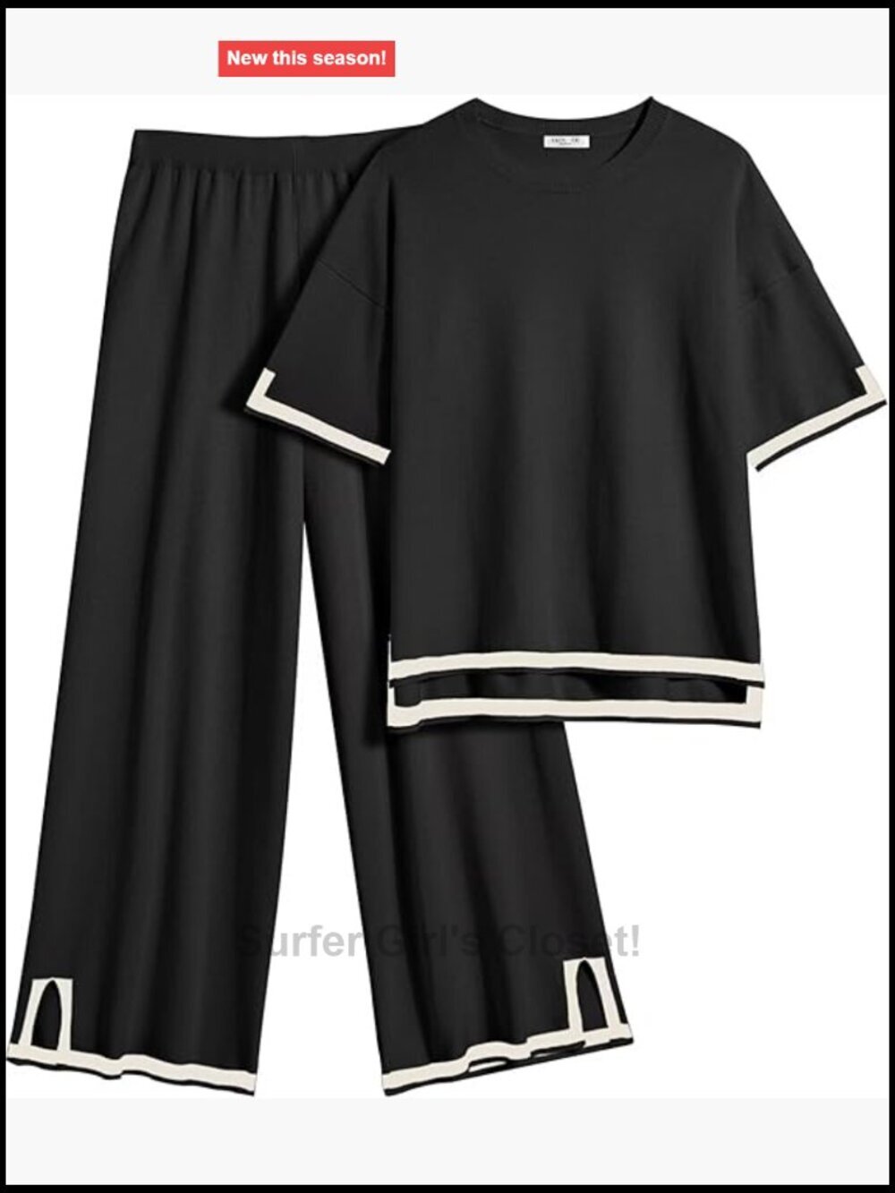 2 Piece Lounge Set Short Sleeve Top Wide Leg Pants Travel Outfits